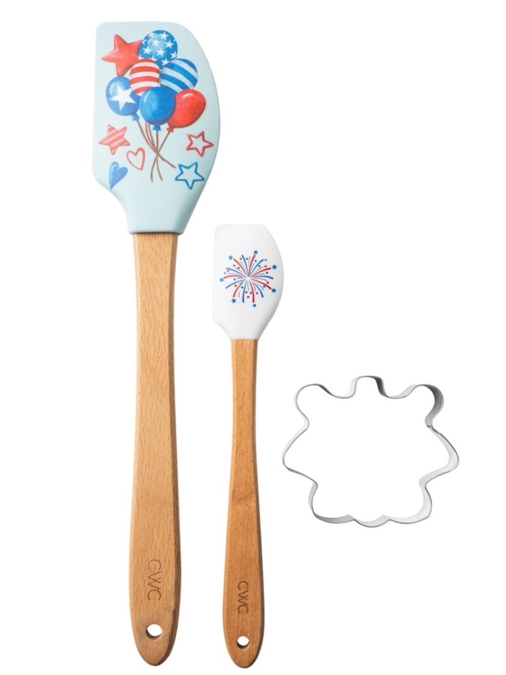 CWC Cook With Color Spatula Cookie Cutter 3 Piece Set 4th July Fireworks Patriot